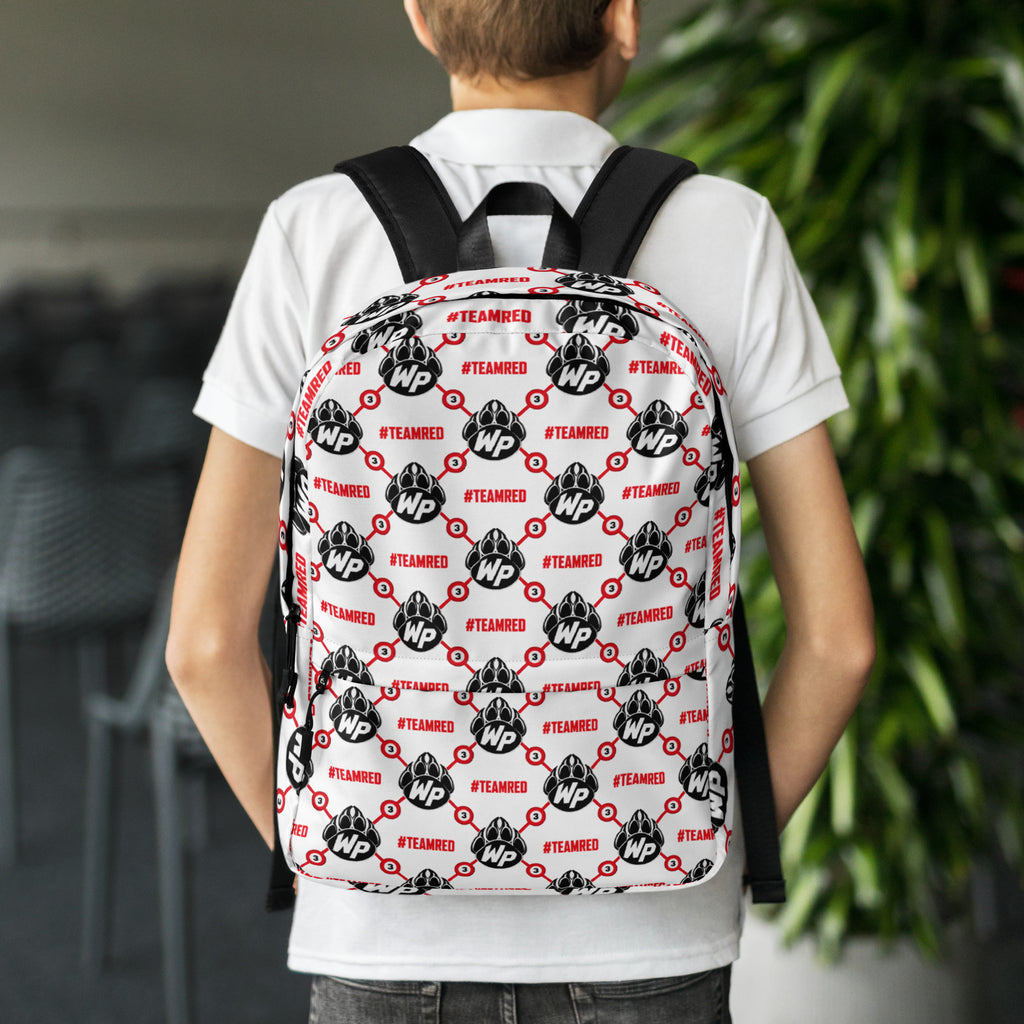 #TEAMRED Backpack // White, back view