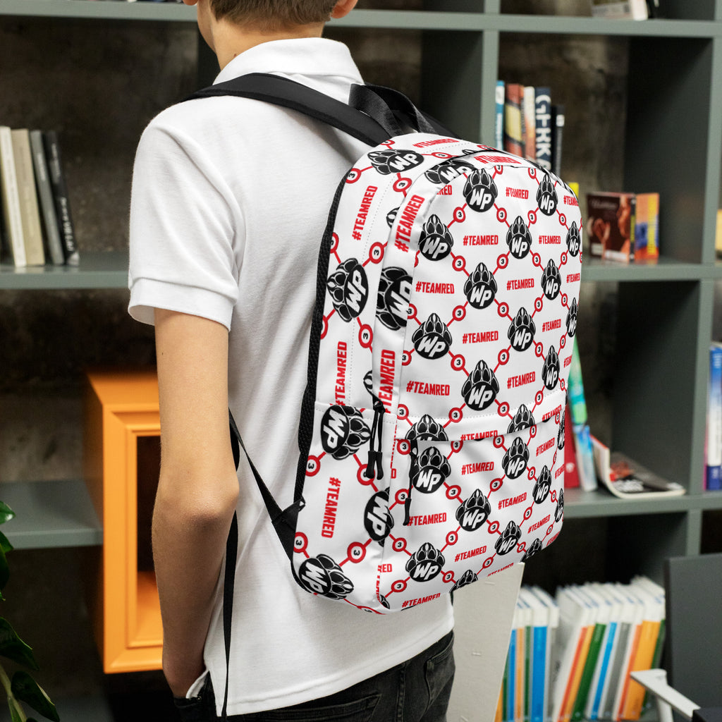 #TEAMRED Backpack // White, left view