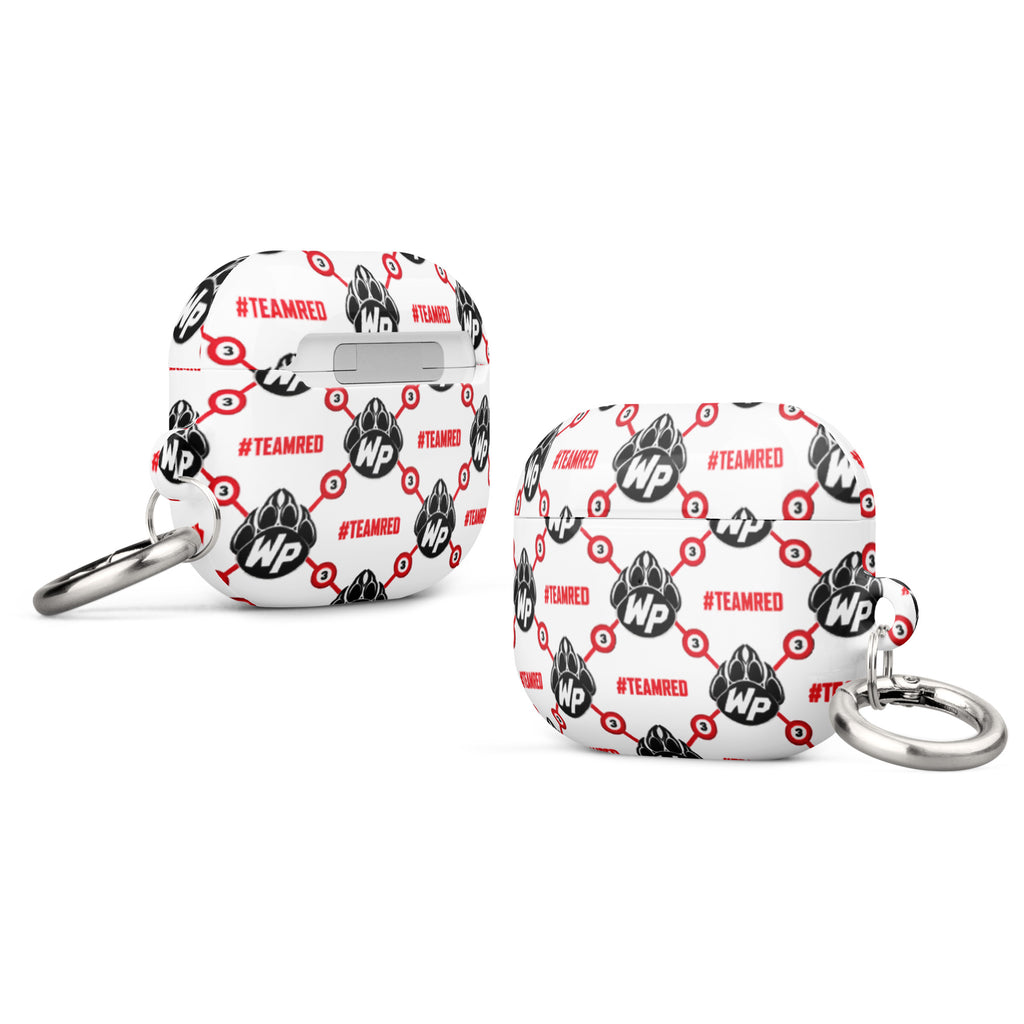 #TEAMRED AirPods Case // White, front view
