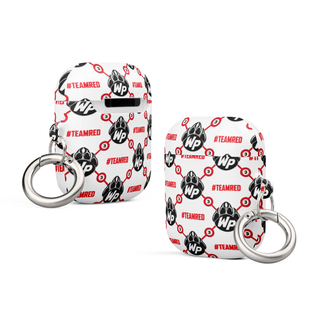 #TEAMRED AirPods Case // White, front view