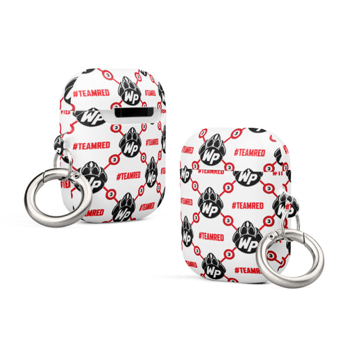 #TEAMRED AirPods Case // White, front view
