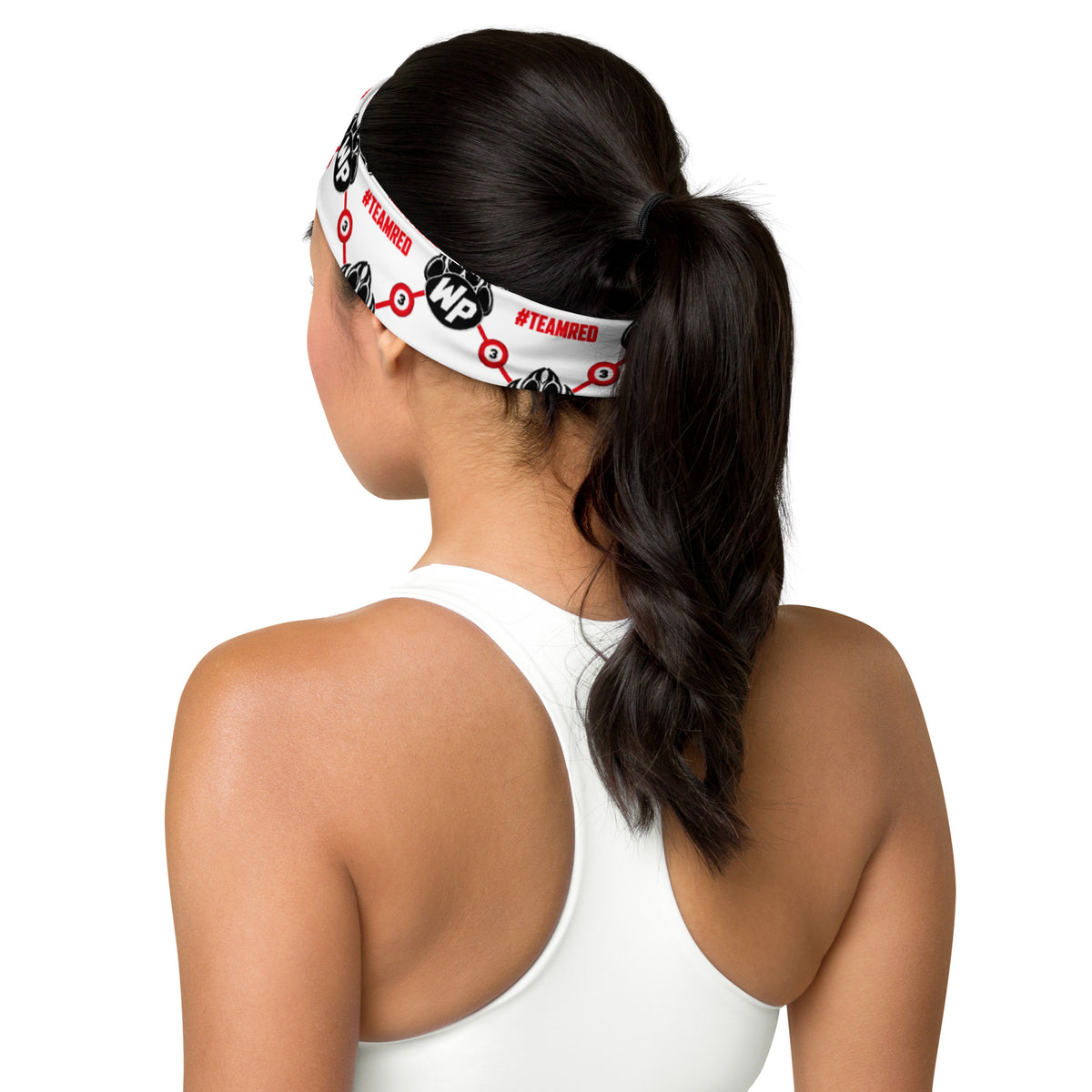 #TEAMRED Headband // White, back view