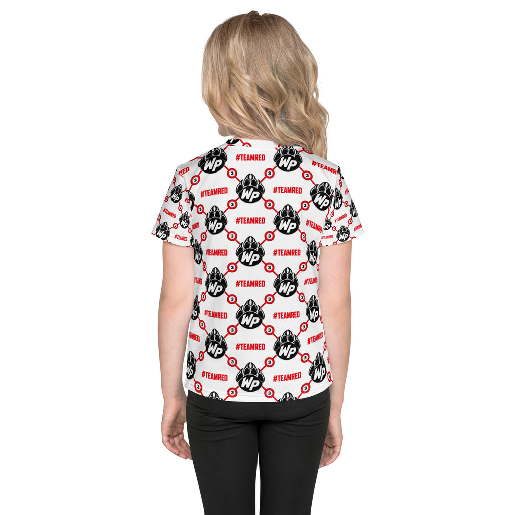 #TEAMRED Kids All-Over Tee // White, back view