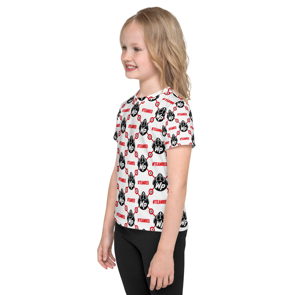 #TEAMRED Kids All-Over Tee // White, left view