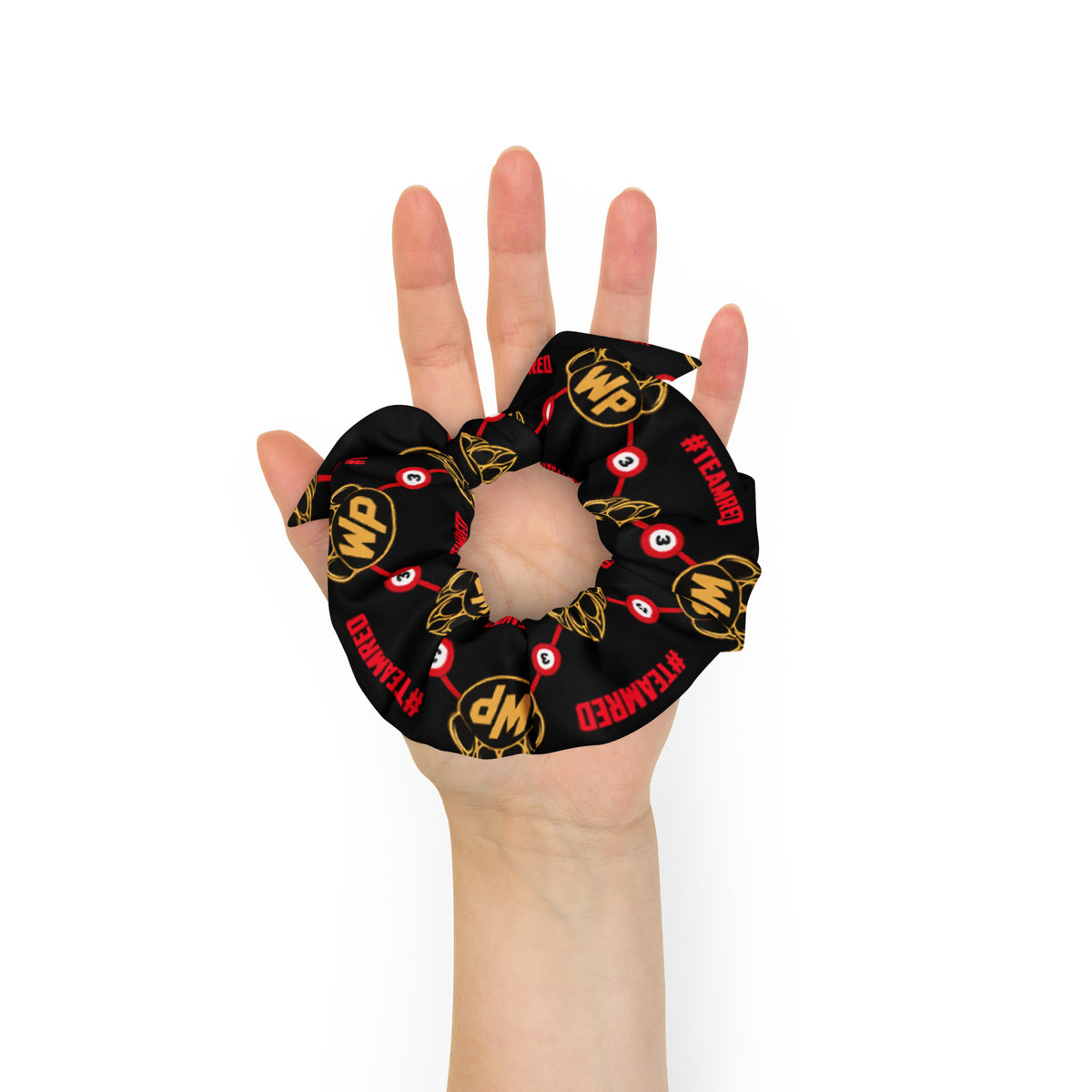 #TEAMRED Scrunchie // Black & Gold, back view
