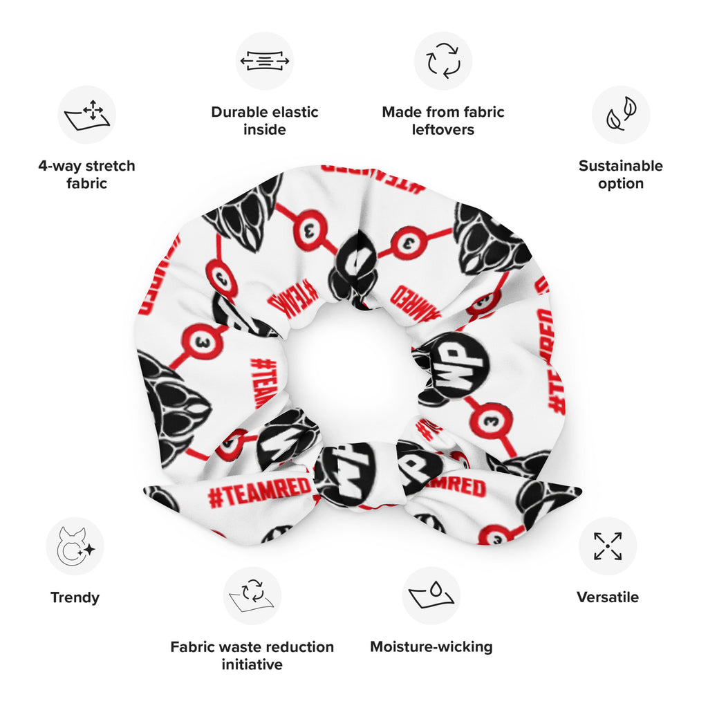 #TEAMRED Scrunchie // White, front view