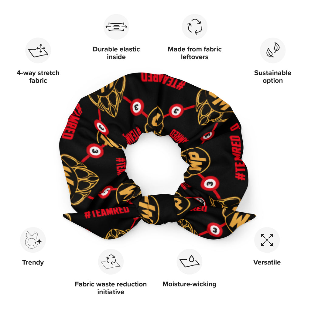 #TEAMRED Scrunchie // Black & Gold, front view