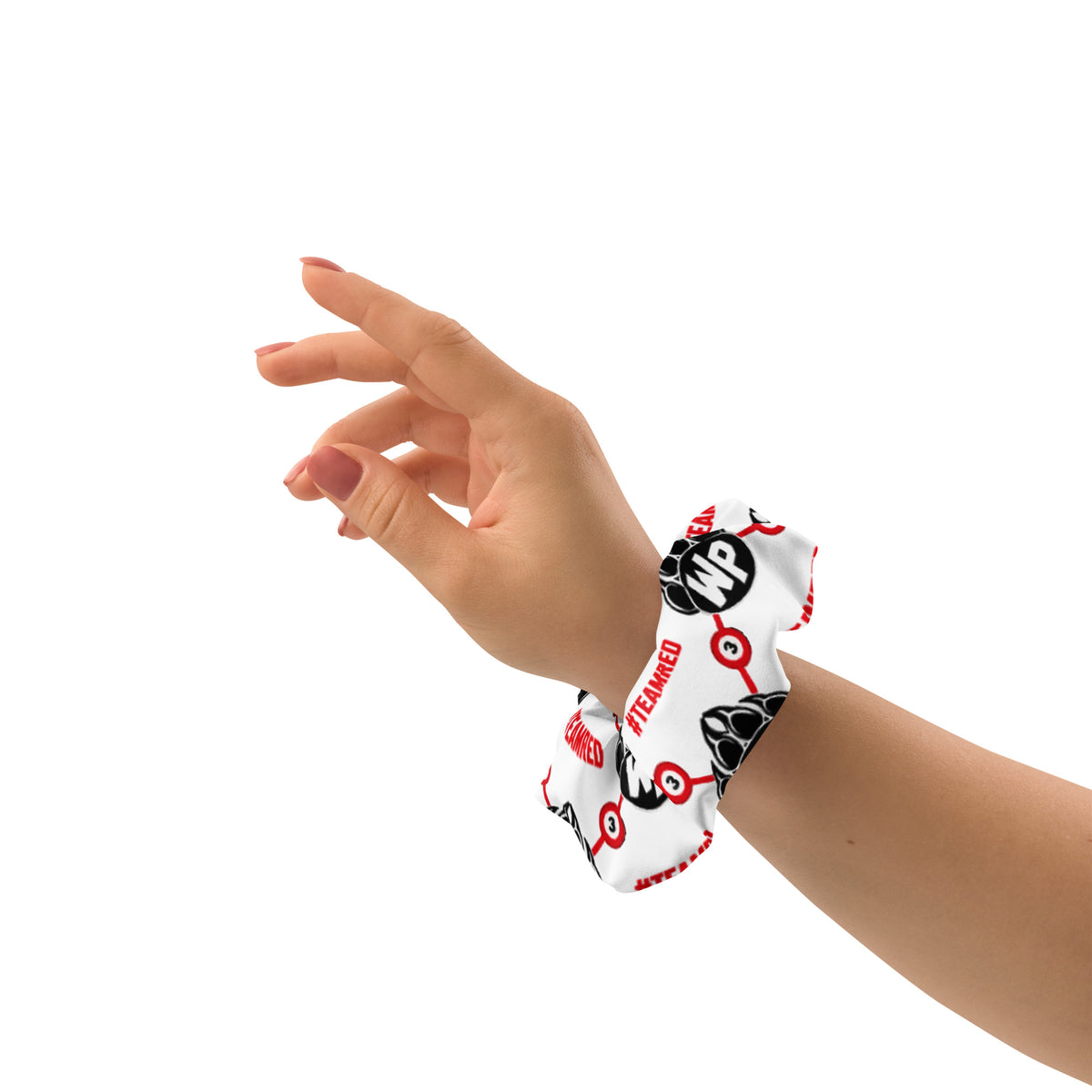 #TEAMRED Scrunchie // White, left view