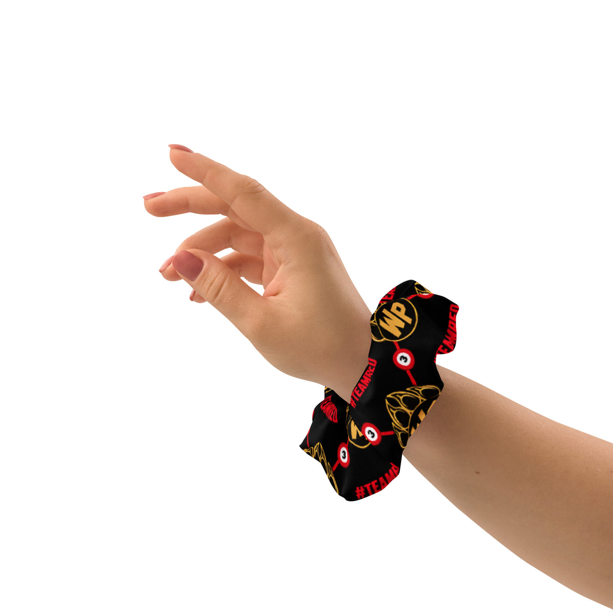 #TEAMRED Scrunchie // Black & Gold, left view