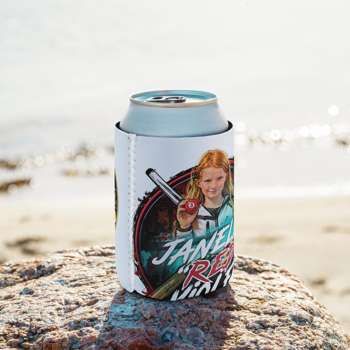 Janelle "Red" Violet Can Cooler, front view