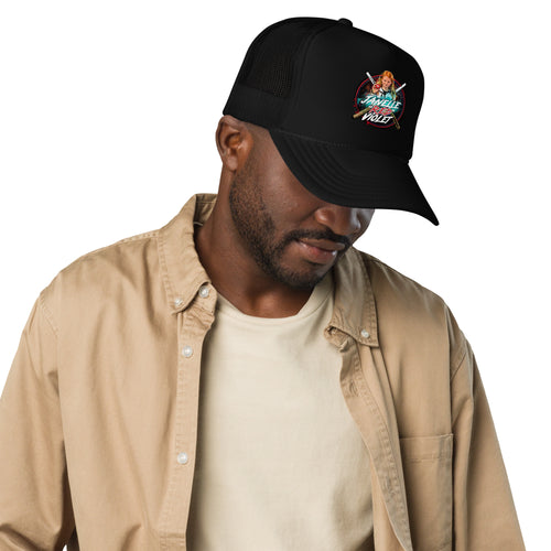 Janelle "Red" Violet Trucker Hat, front view