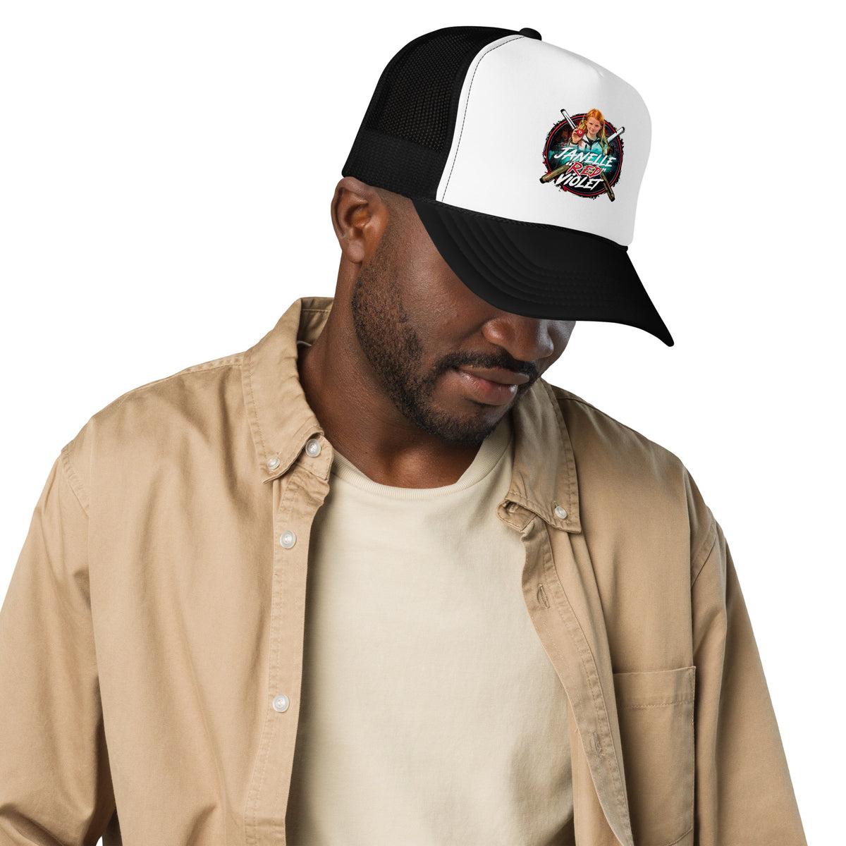 Janelle "Red" Violet Trucker Hat, front view