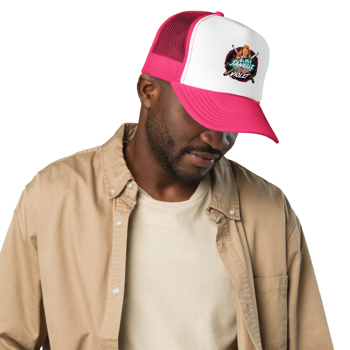 Janelle "Red" Violet Trucker Hat, front view