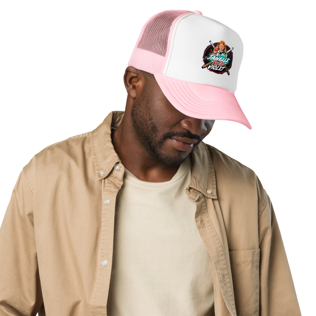 Janelle "Red" Violet Trucker Hat, front view