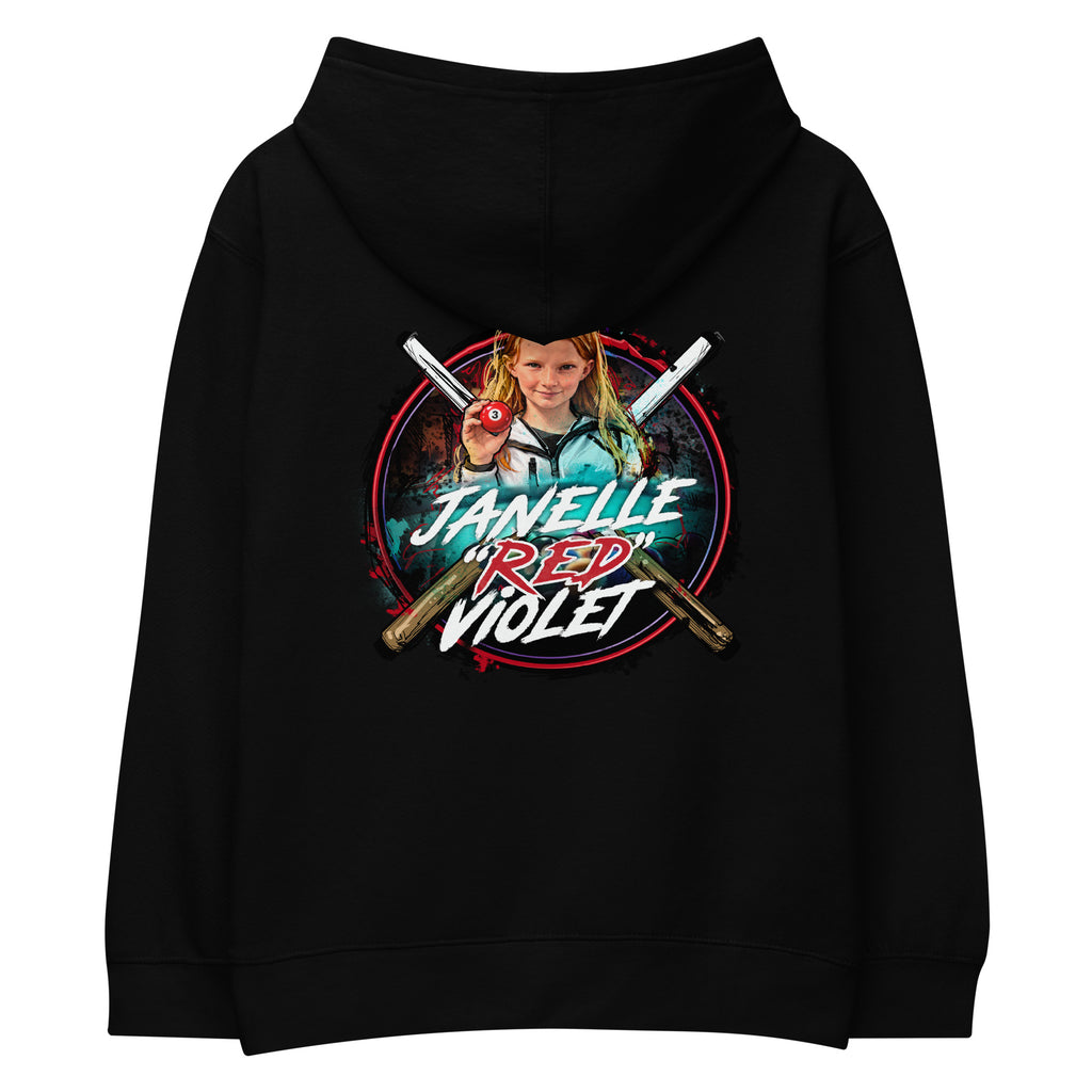 Janelle "Red" Violet Kids Fleece Hoodie, back view
