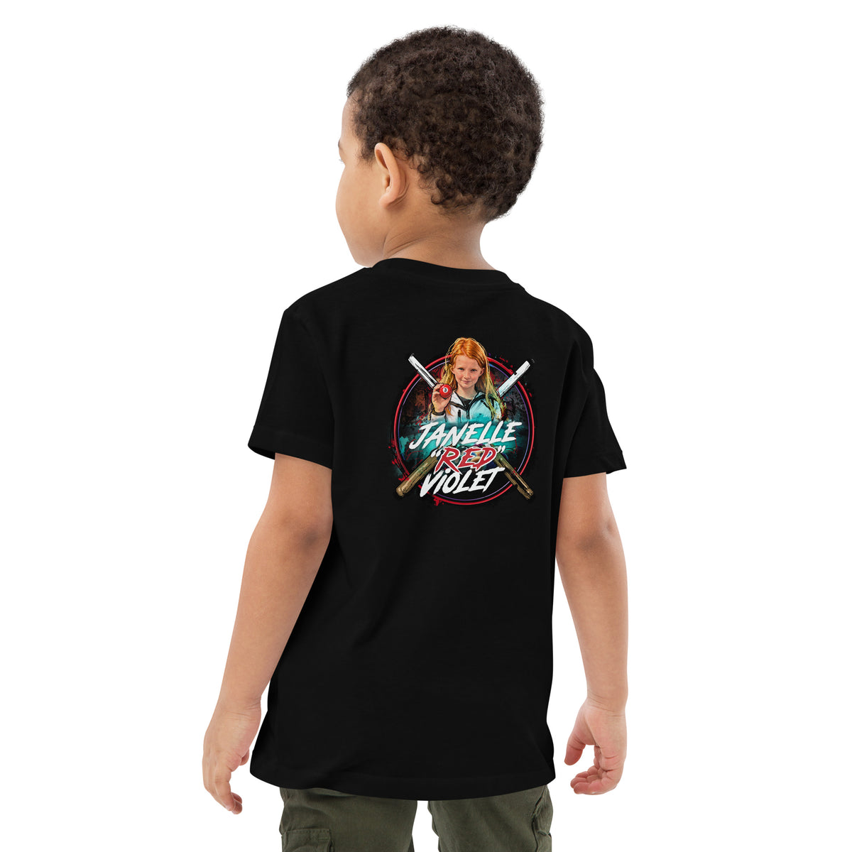 Janelle "Red" Violet Kids Organic Tee, back view