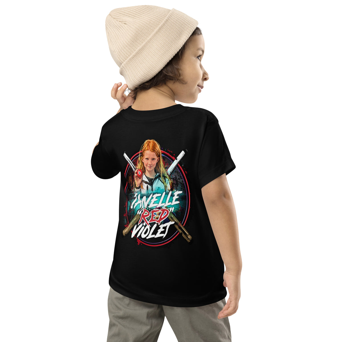 Janelle "Red" Violet Toddler Tee, back view