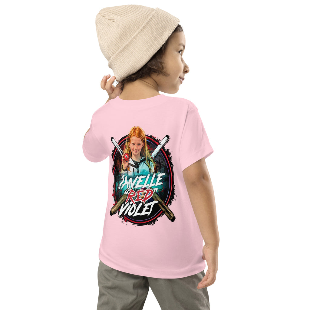 Janelle "Red" Violet Toddler Tee, back view