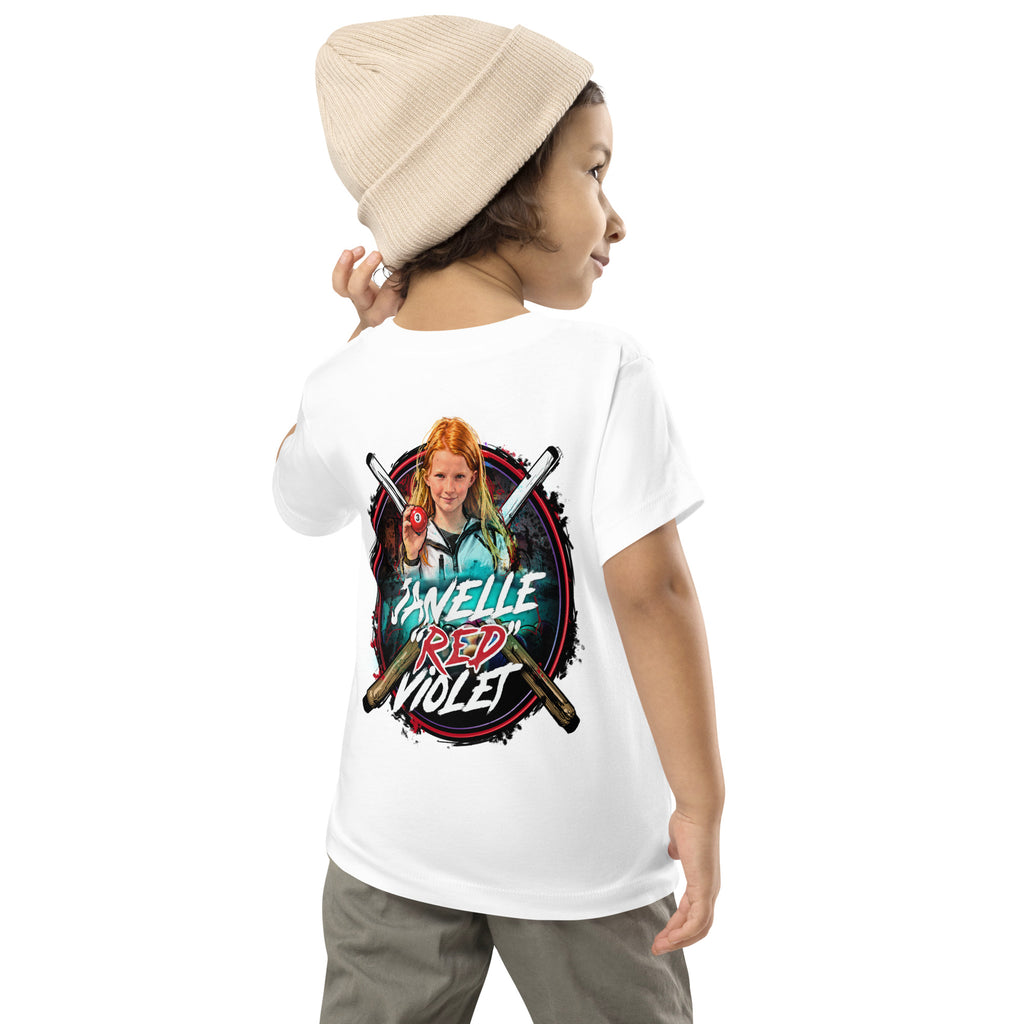 Janelle "Red" Violet Toddler Tee, back view