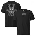 Wolfpack Don't Trip on the Angles black-and-white garment-dyed tee, front and back