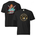 Janelle "Red" Violet Heavyweight Tee, front and back view