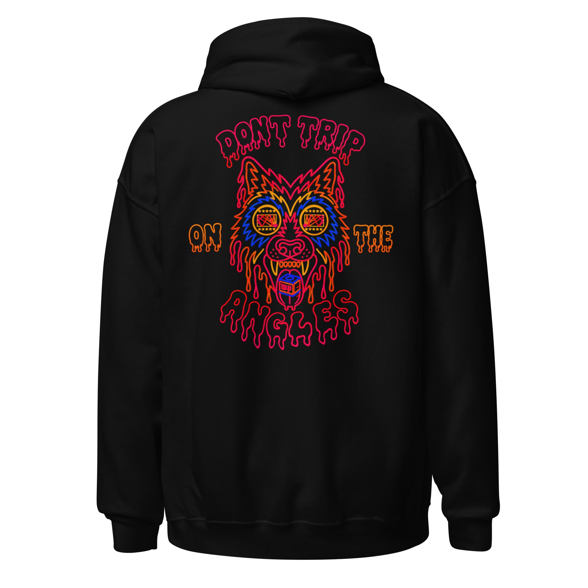 Wolfpack Don't Trip on the Angles hoodie, black, back detail