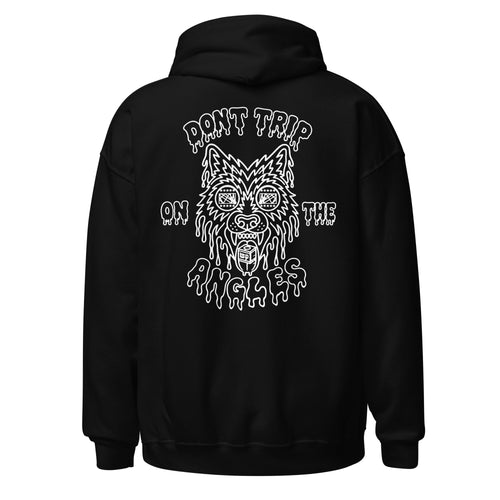 Wolfpack Don't Trip on the Angles black-and-white hoodie, black, back