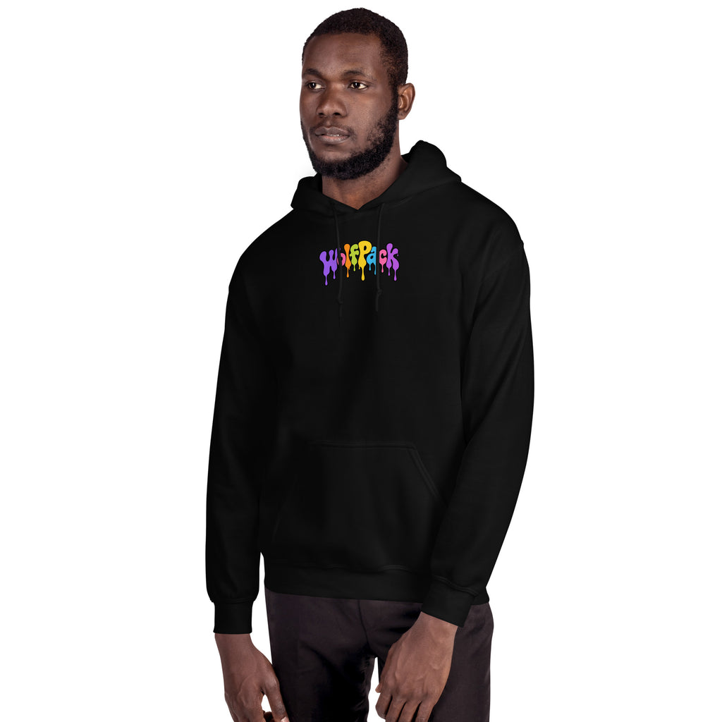 Wolfpack Don't Trip on the Angles hoodie, black, front on model