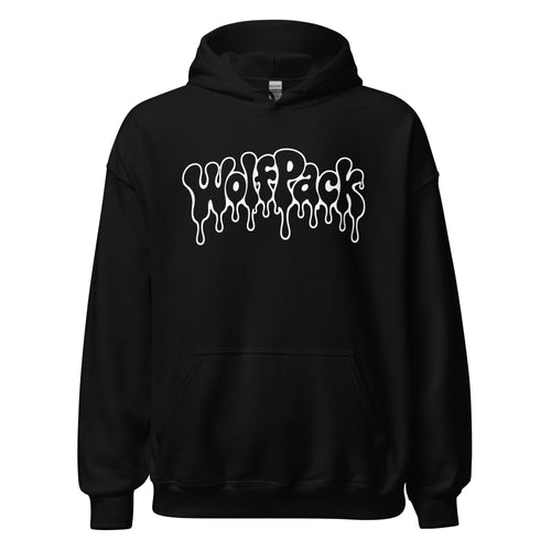 Wolfpack Don't Trip on the Angles black-and-white hoodie, black, front