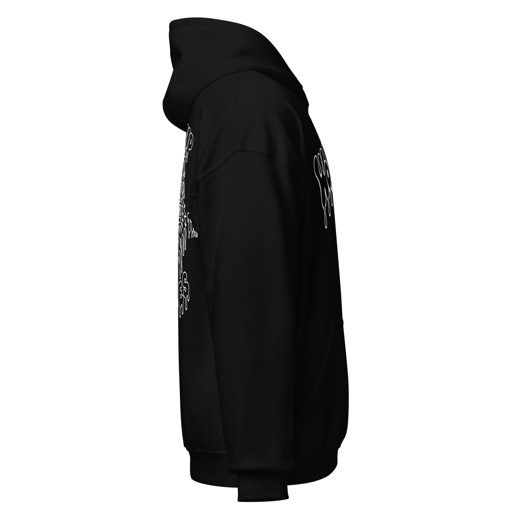 Wolfpack Don't Trip on the Angles black-and-white hoodie, black, right side