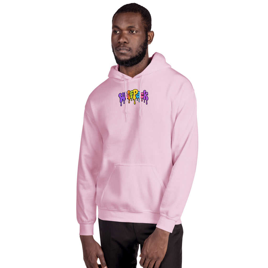 Wolfpack Don't Trip on the Angles hoodie, light pink, front on model