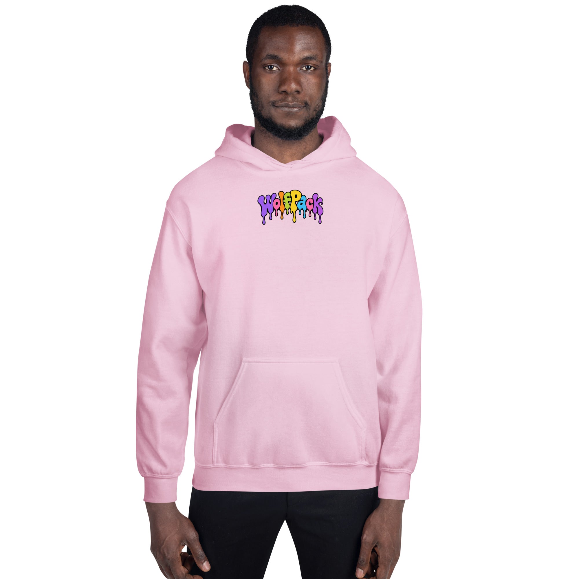 Wolfpack Don't Trip on the Angles hoodie, light pink, front view