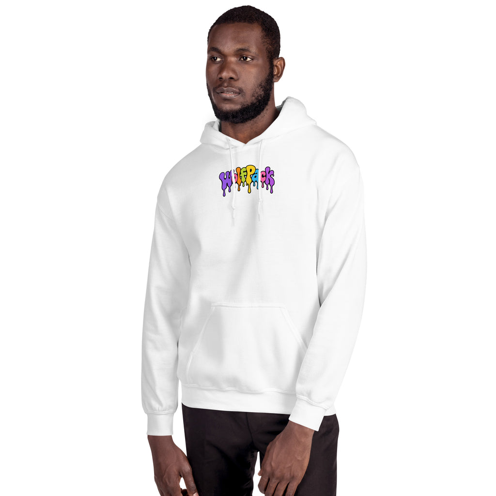 Wolfpack Don't Trip on the Angles hoodie, white, front on model