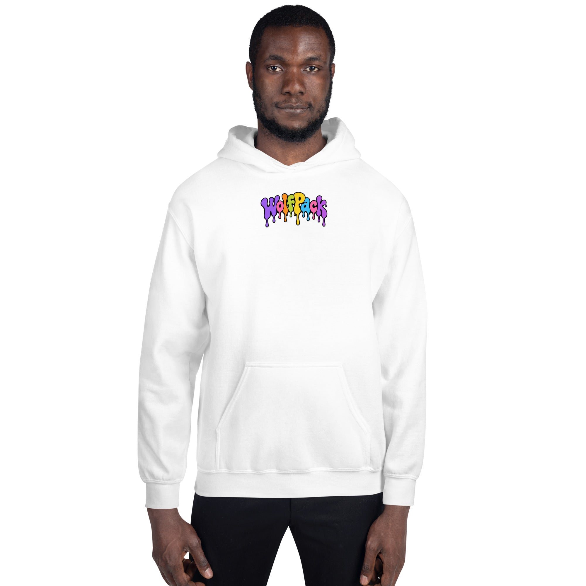 Wolfpack Don't Trip on the Angles hoodie, white, front view