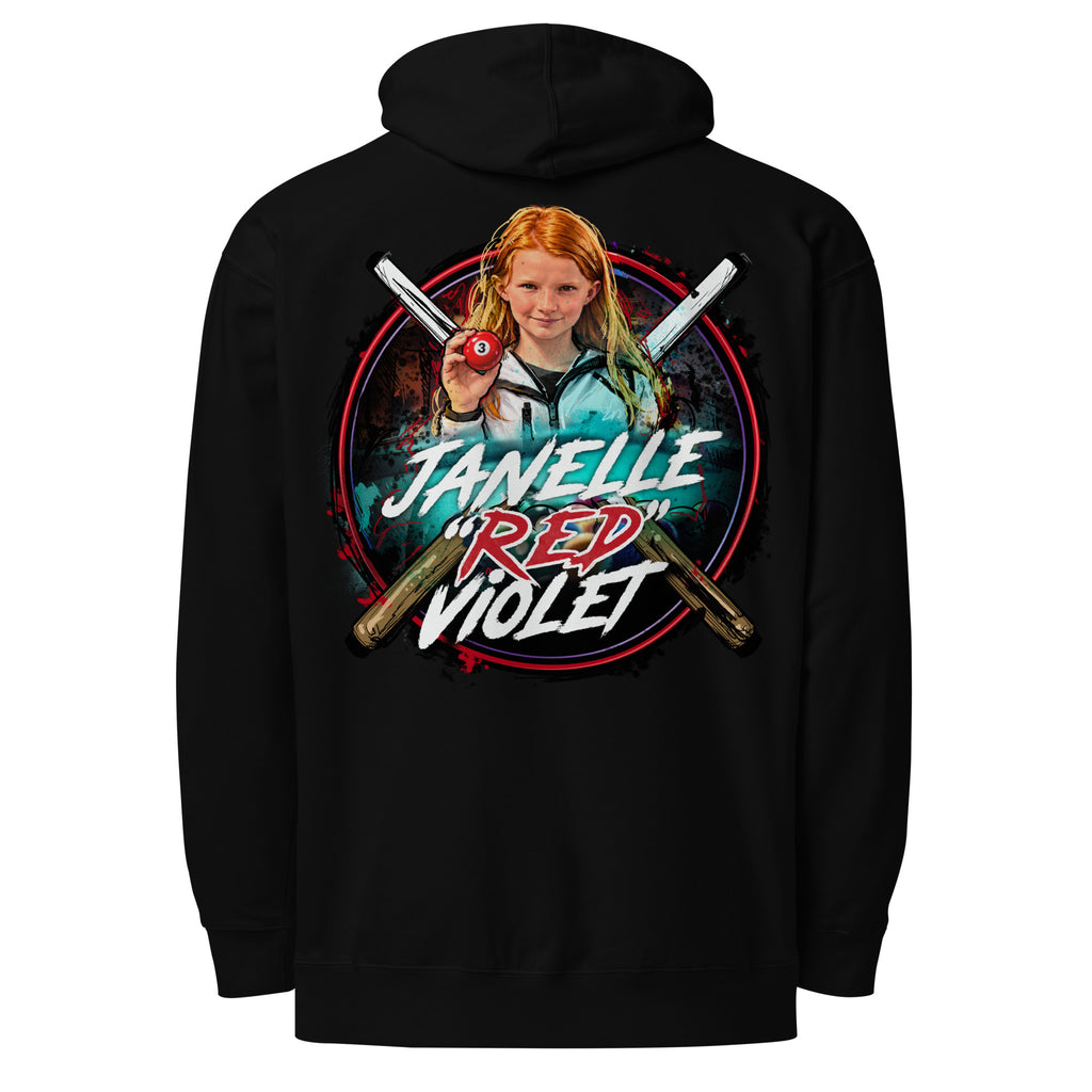 Janelle "Red" Violet Hoodie, back view