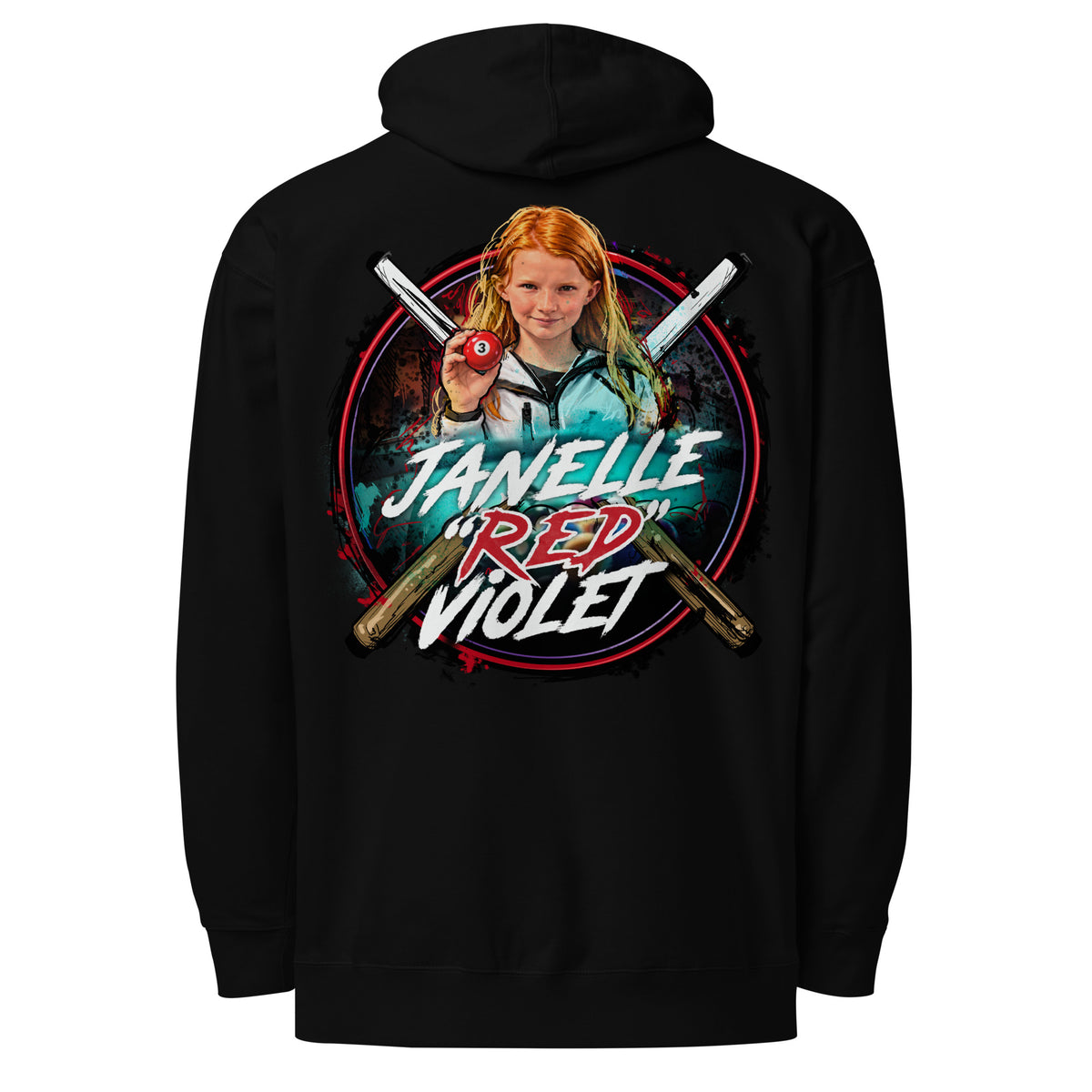 Janelle "Red" Violet Hoodie, back view