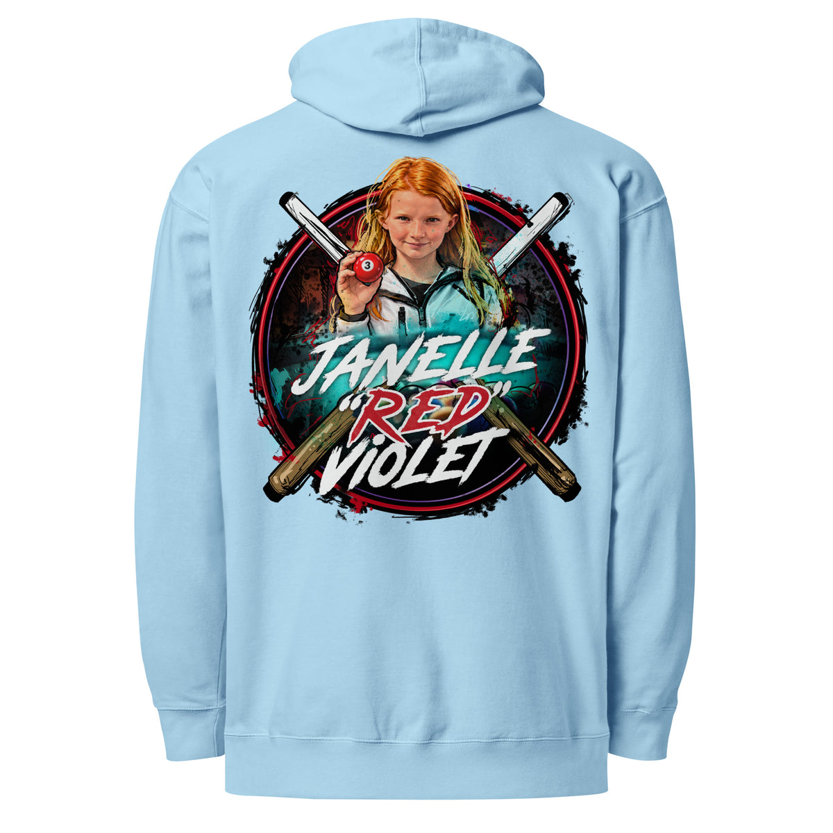 Janelle "Red" Violet Hoodie, back view