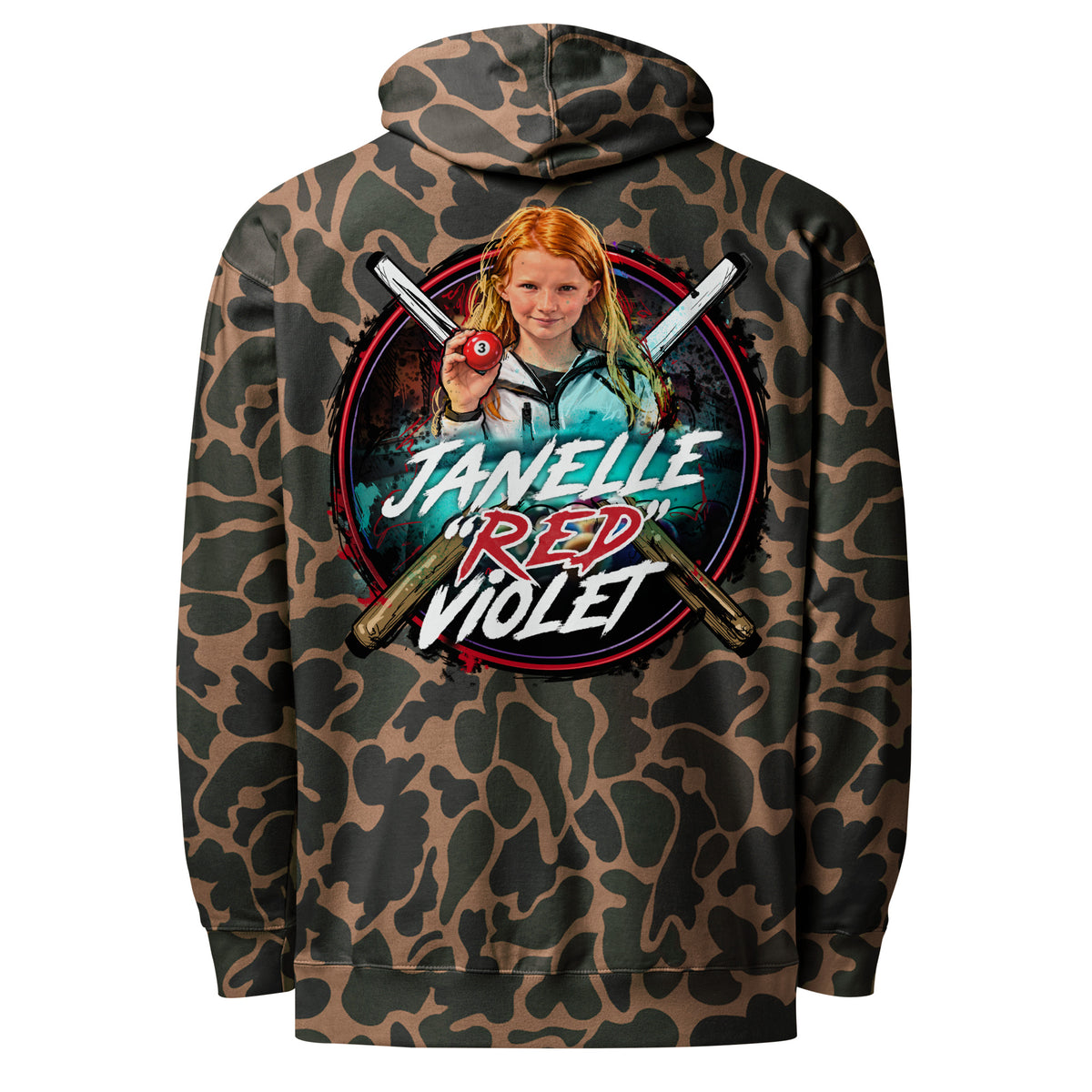 Janelle "Red" Violet Hoodie, back view