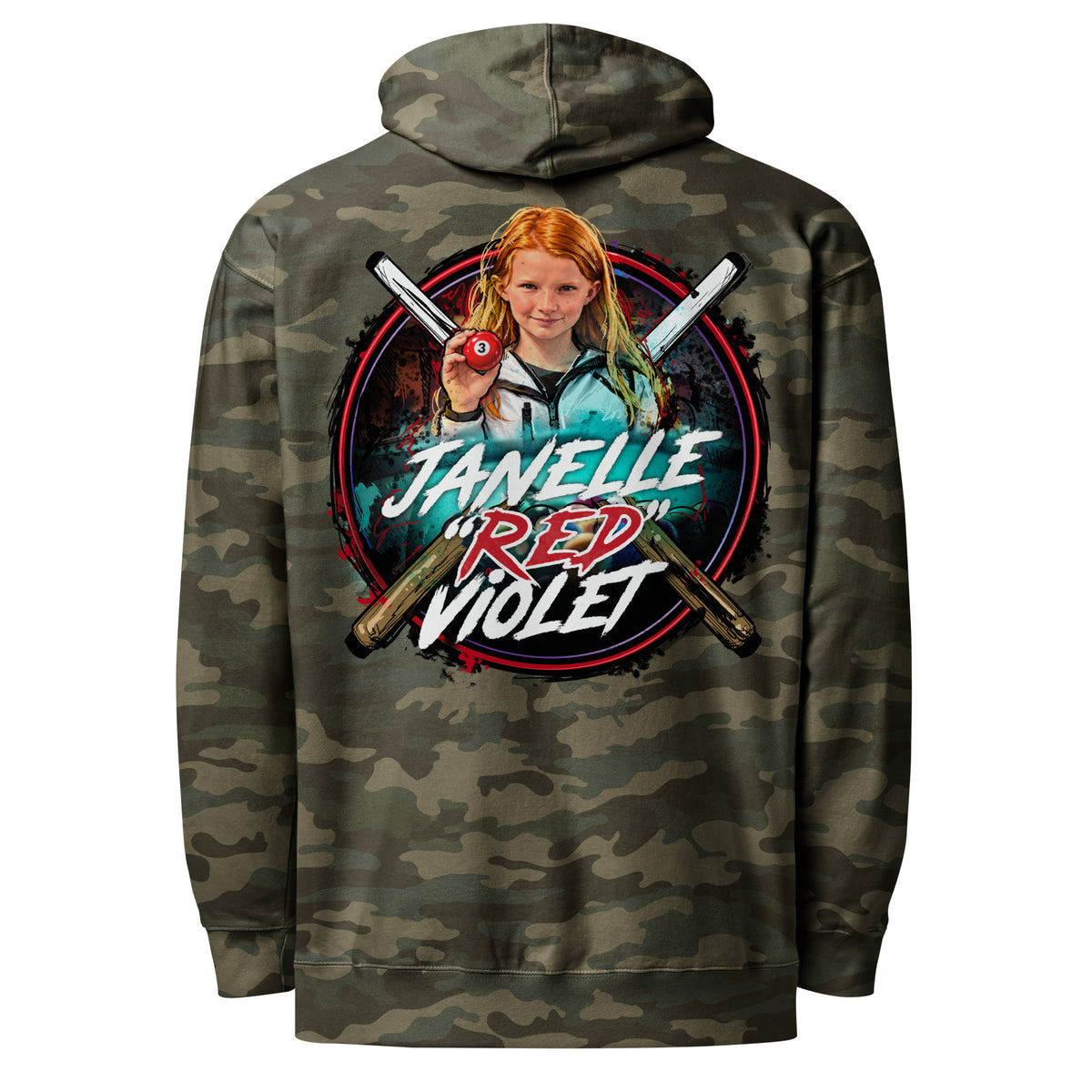 Janelle "Red" Violet Hoodie, back view