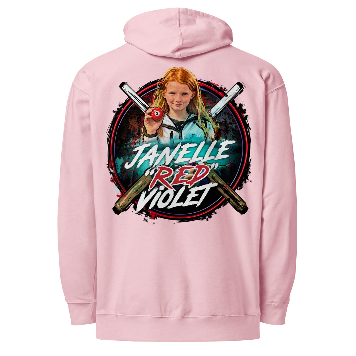 Janelle "Red" Violet Hoodie, back view