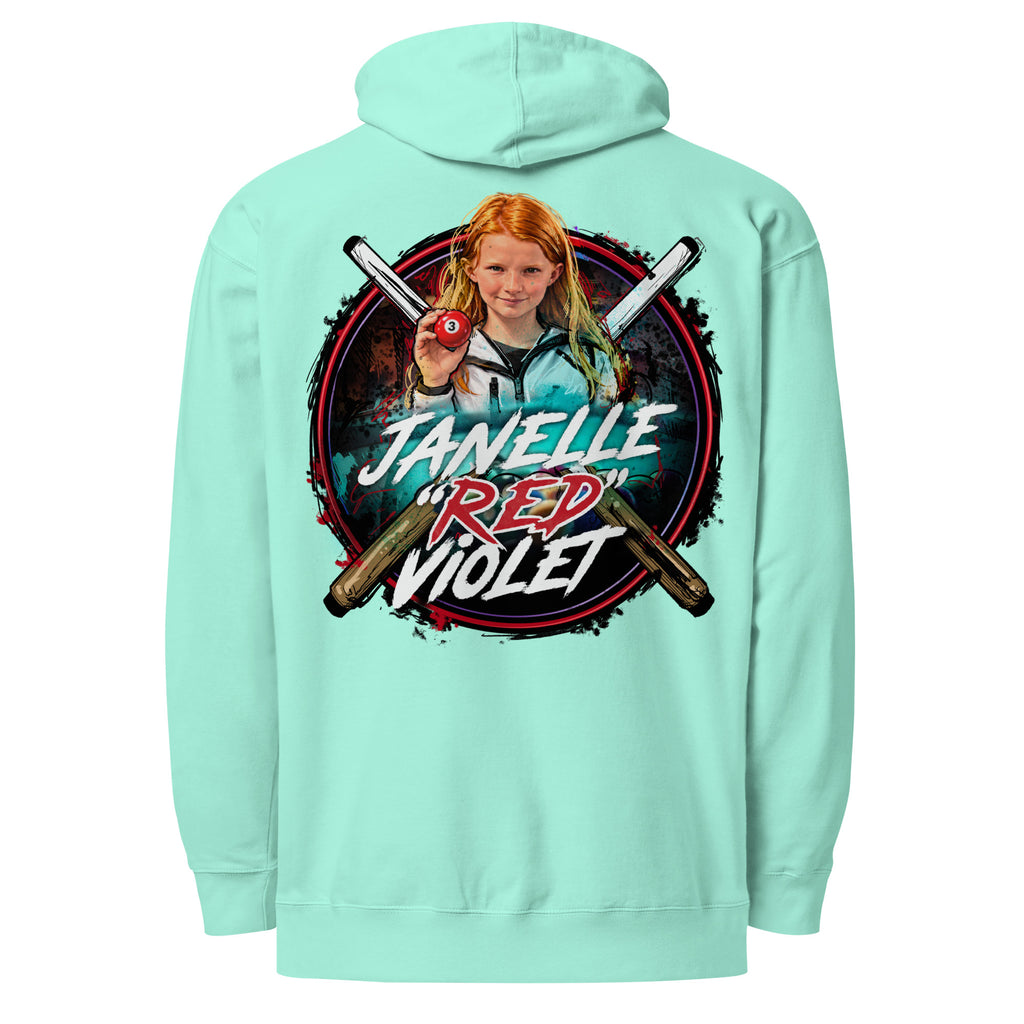 Janelle "Red" Violet Hoodie, back view