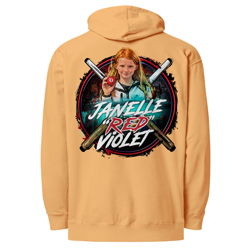 Janelle "Red" Violet Hoodie, back view