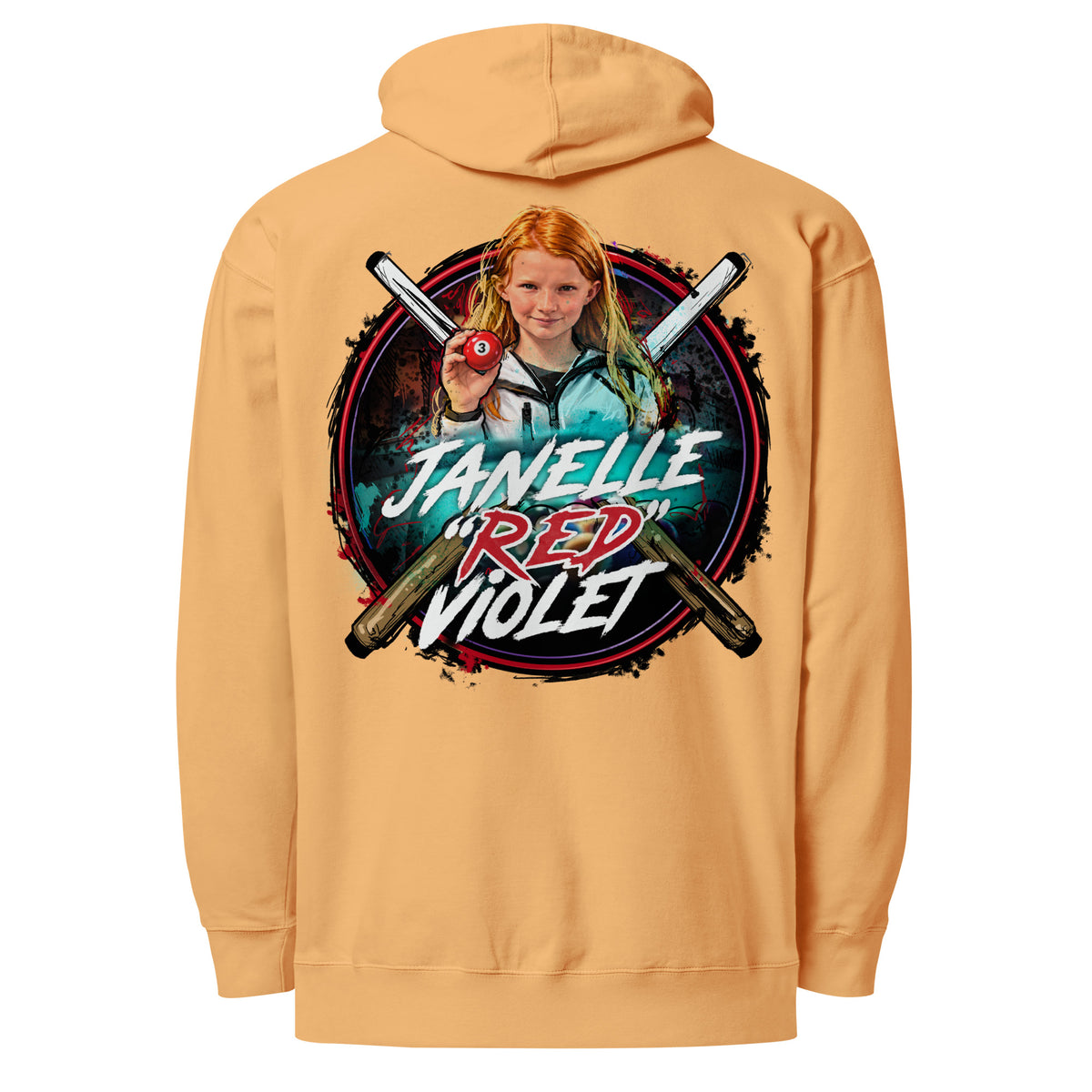 Janelle "Red" Violet Hoodie, back view