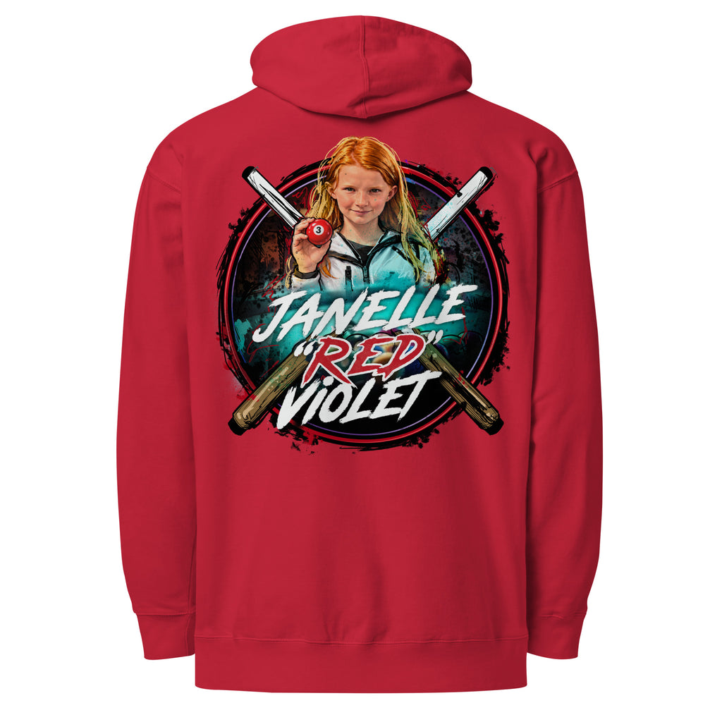 Janelle "Red" Violet Hoodie, back view
