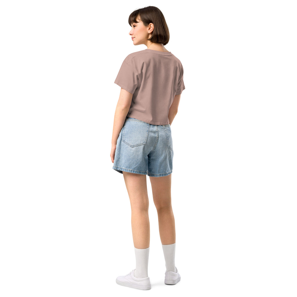 Wolfpack drip logo women's crop top, hazy pink, back