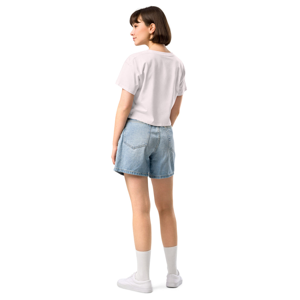 Wolfpack drip logo women's crop top, orchid, back
