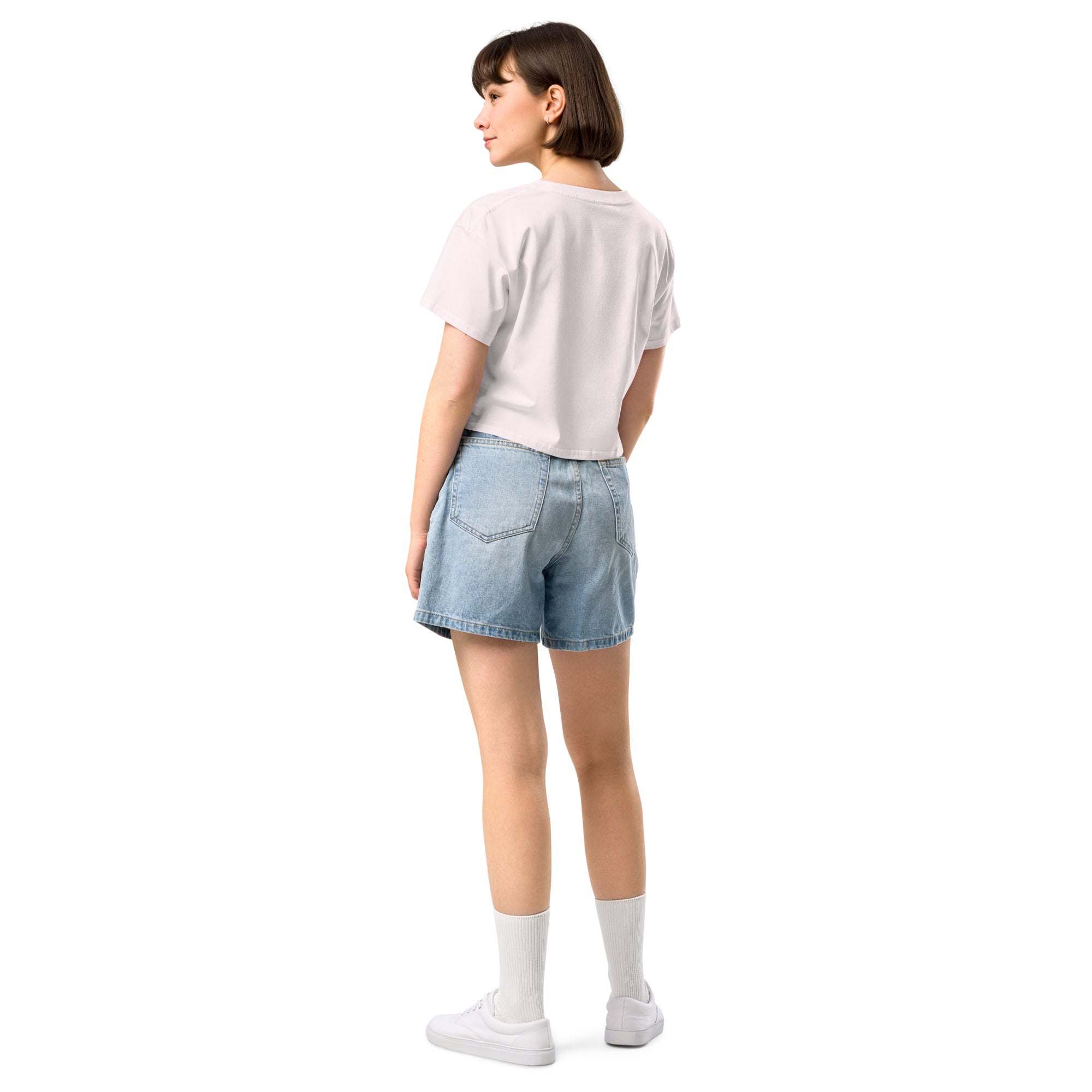 Wolfpack drip logo women's crop top, orchid, back