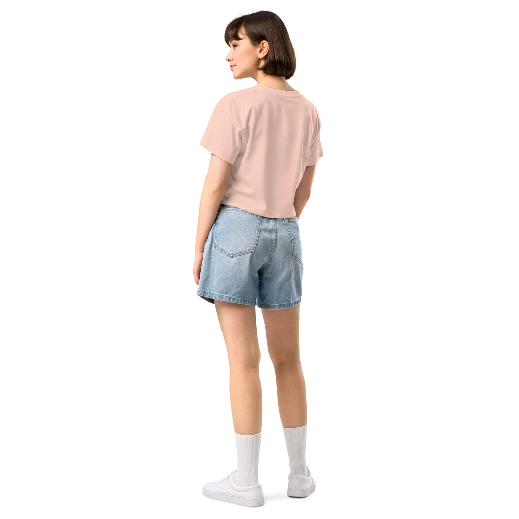 Wolfpack drip logo women's crop top, pale pink, back