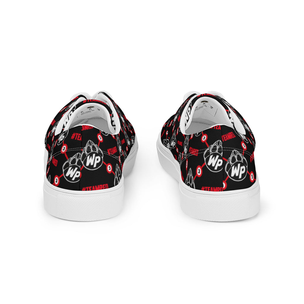 #TEAMRED Women's Lace-Up Canvas Shoes // Black & White, back view