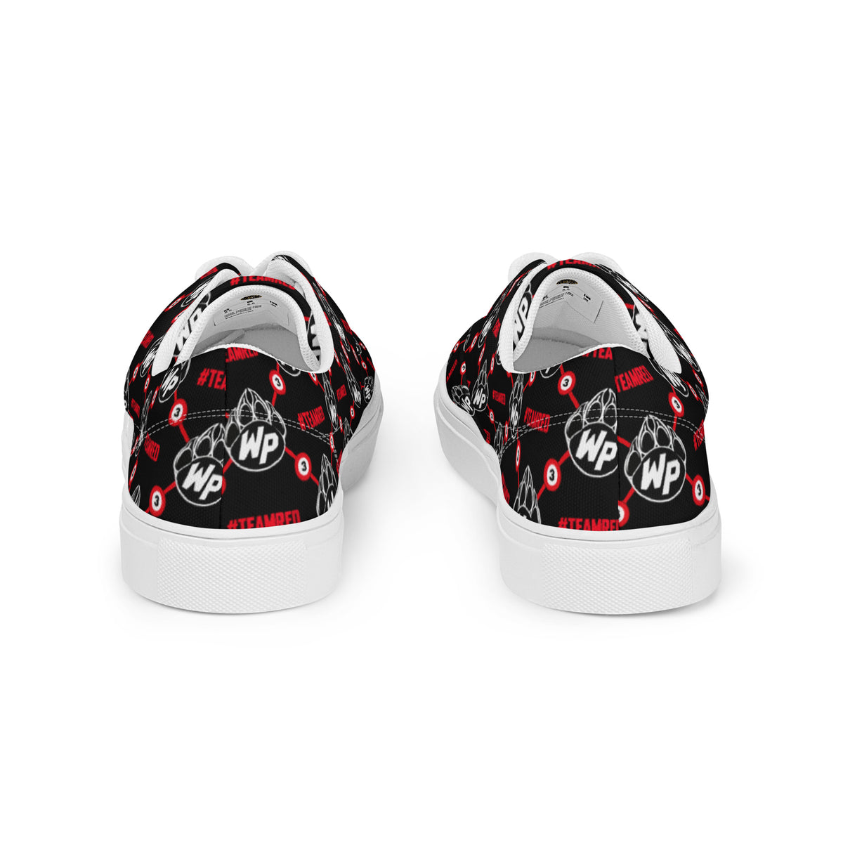 #TEAMRED Women's Lace-Up Canvas Shoes // Black & White, back view